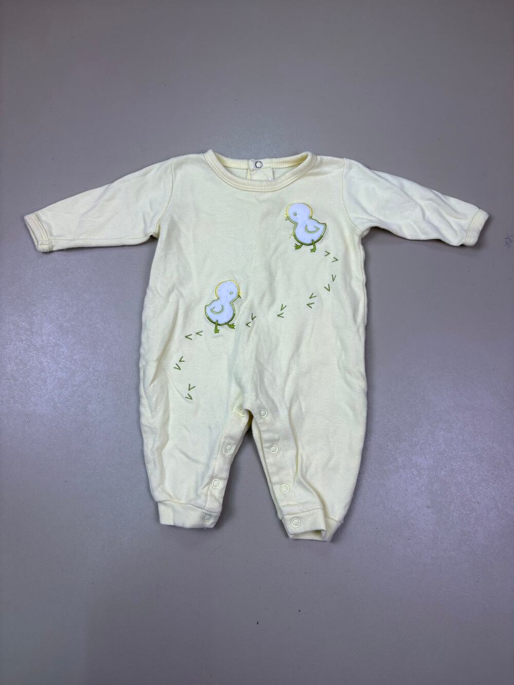Vintage The Children’s Place Baby 0-3M Duck Chick Embroidered Cream Romper